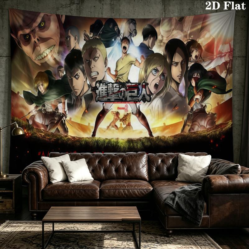 Anime Attack-on-Titan Wall Tapestry Aesthetic Wall Hanging Printed Fabric Blanket Decorative Tapestries for Bedroom Living Room Home Decor