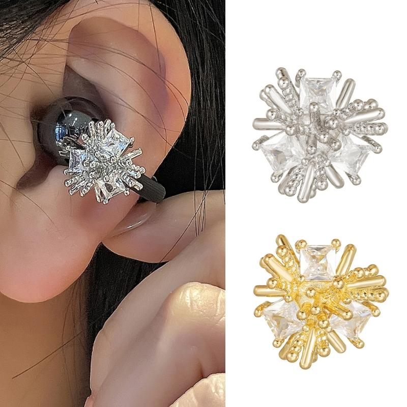 Stylish Crystal Studded Earphone Decor Shimmering Metal & Zircon Ear Clip Jewelry Earpod Accessories for Freeclip1/2