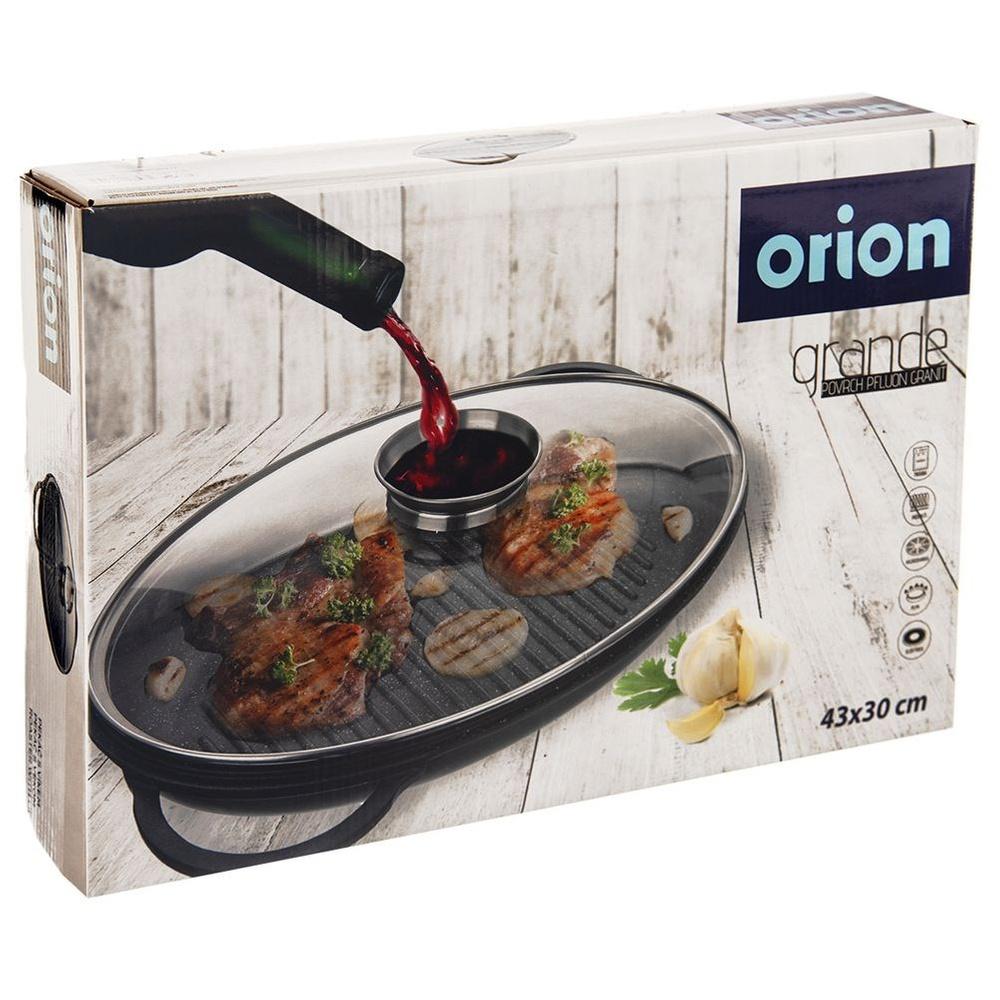 Deep Granite Grill Pan With Lid Grande 43X28X6 Cm