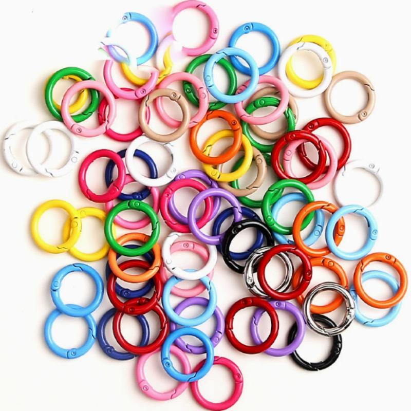200Pcs 25Mm Spring O Buckle Ring/Paint Color Alloy Spring Buckle/Round Opening Spring Ring Keychain For Diy Keychain