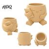 Succulent Planter Pot 3D Printed Cute Character Planter Sleepy Face Flower with Modern Minimalist Plant Basin Pillow Mini Desktop Container