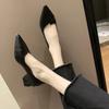 Fashion Pointed Toe Chunky Heels Women's Shoes Leather Casual Block Heel Ladies Pumps with Medium on Promotion Fashion Genuine Mark Y2k