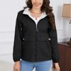 Women's Casual Color Hooded Windbreaker Jacket Long Sleeve for Outdoor Sports