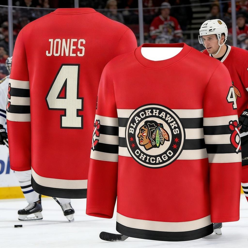 Chicago Best-selling Unisex Ice Hockey Sportswear Fan Classic Style Shirt 3D Printout Breathable Quick-Drying Long Sleeve