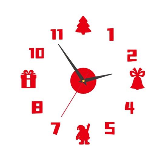 

Christmas 3D Wall Clock Glow-in-the-dark Frameless Acrylic Clock Silent Home Office Bedroom Living Room Digital Analog Clock Decoration красный