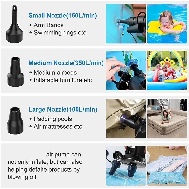 Electric Inflatable Pump Mini Air Cushion Portable Camping Pump Rapid Filling Mattress Swimming Pool Air Filling Blower Injector