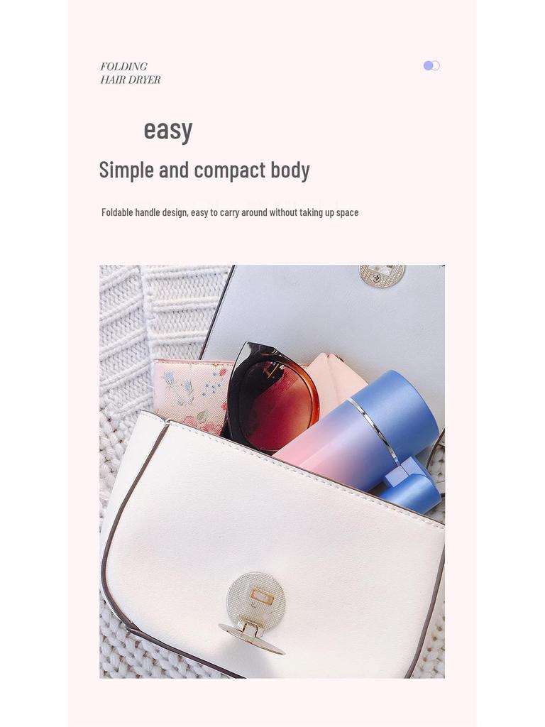 Blått Lys Negativ Ion Sammenleggbar Hårføner - Ideell for Hjem, Salonger og Hybler