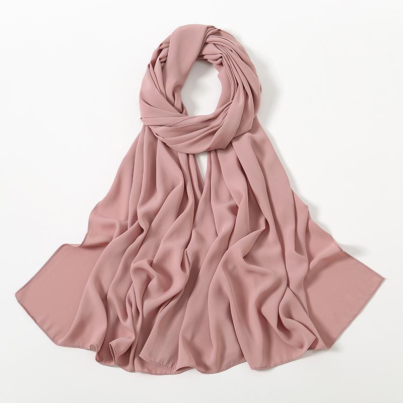 Women Heavy Chiffon Hijab Scarf Premium Chiffon Muslim Hijabs Plain Good Stitching Maxi Wrap Solid Color Musulman Femme Shawls