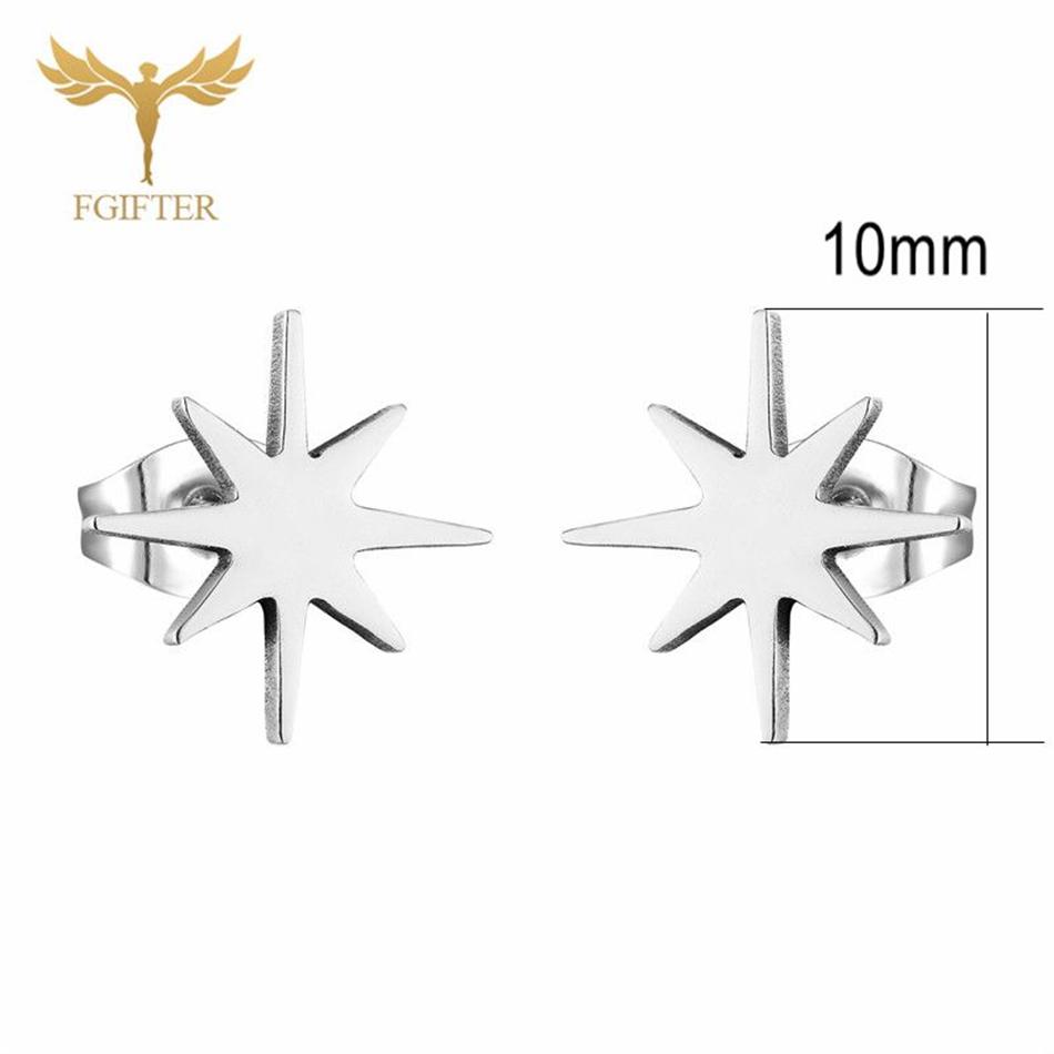 12 Paare Einfache Geometrische Ohrringe Großhandel Rund Quadratisch Stern Blitz 8 Stil Edelstahl Stecker Ohrringe Set Frau Zirkon