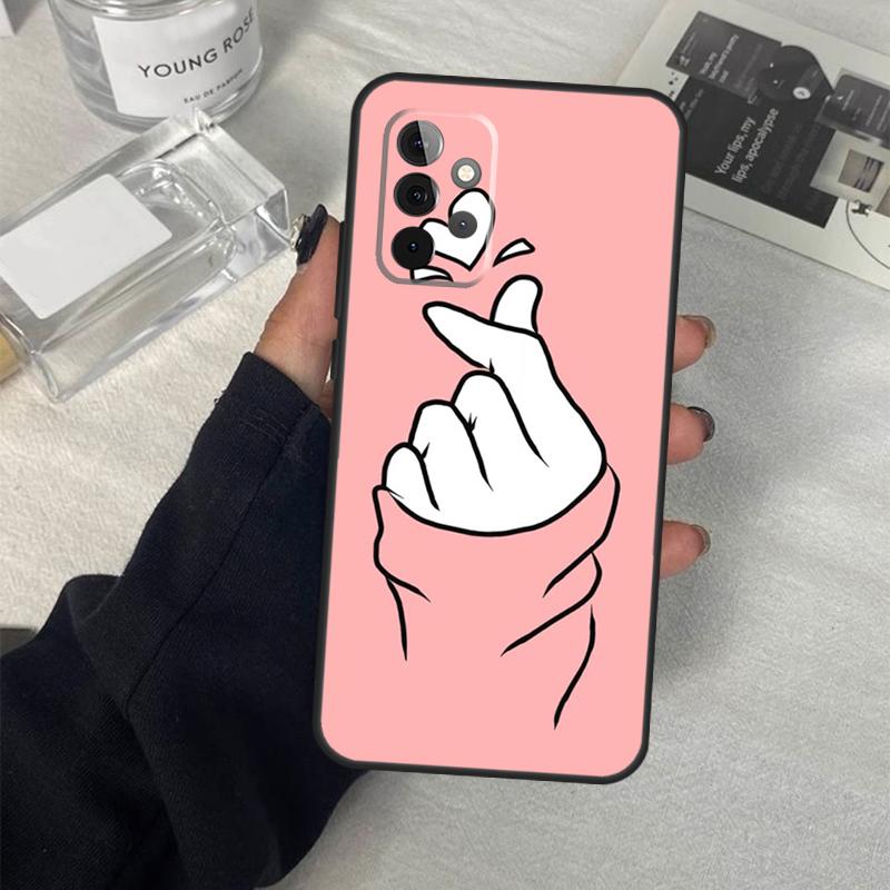 Kpop Hand Finger Heart Case For Samsung Galaxy A55 A35 A15 A52 A32 A12 A16 A26 A36 A56 A53 A33 A13 A14 A34 A54 A17