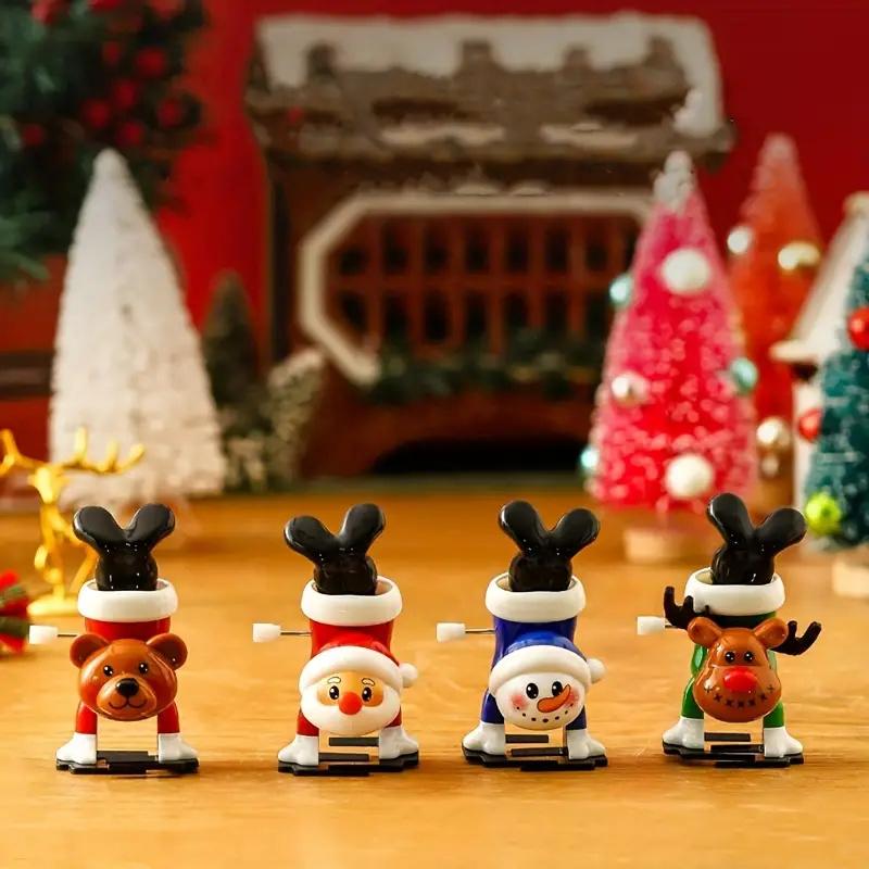 Mini Wind-Up Christmas Toys Funny Elk Santa Snowman Jumping Walking Clockwork Toy Xmas Home Decoration Ornament Party Gifts