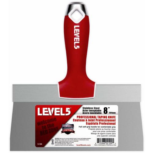 LEVEL5 20cm (8 inch) Soft Grip Stainless Steel Taping Knife, Professional Grade, Metal, Hammer End, 5-134