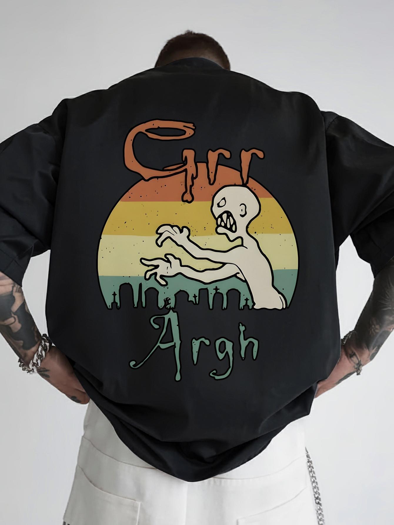 Graphic T-shirt with Carr Skeleton Design - Casual Summer Tee M