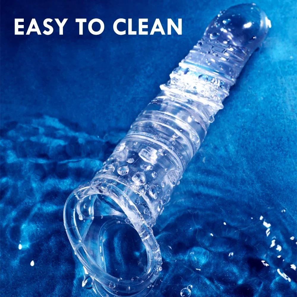 Przedłużka na penisa Pokrowiec powiększający penisa Opóźnianie wytrysku Wielorazowa prezerwatywa Miękki elastyczny powiększacz penisa Akcesoria erotyczne dla dorosłych Mężczyźni