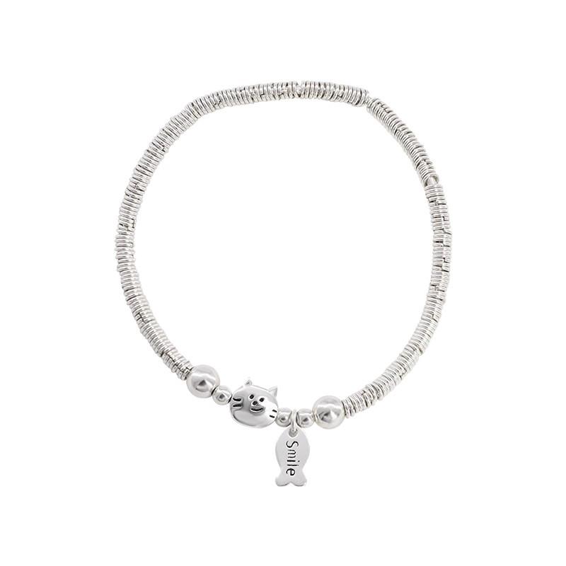 Elegant S925 Sterling Silver Beaded Bracelet: Japanese & Korean Cat-Fish Design, Light Luxury, Niche, Versatile, Exquisite Women’s Jewelry