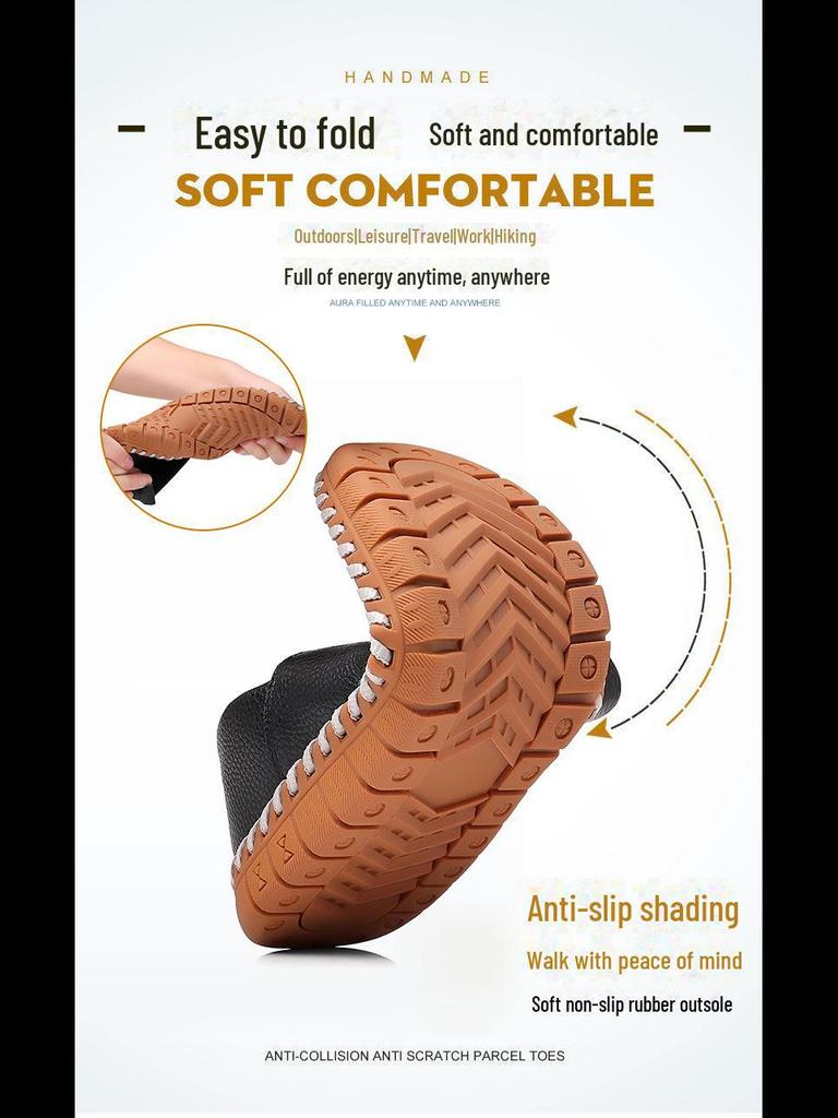 Zapatos Casuales Slip-On de Cuero Sintético de Punta Redonda para Hombre de Talla Grande