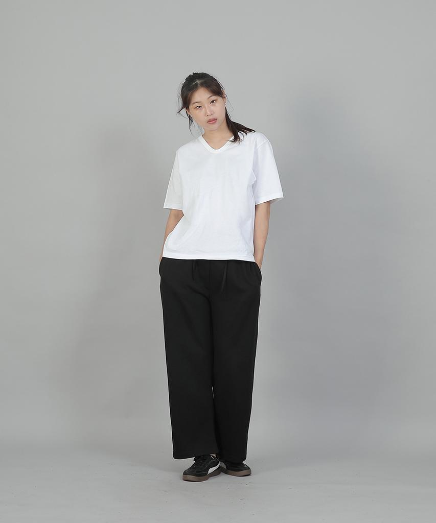 SAINTCREW Soft Elastic Waist Wide Pants Esb-384 Black