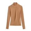 Women's Korean-Style Cashmere-Feel Slimming Long-Sleeve T-Shirt for Autumn/Winter.
