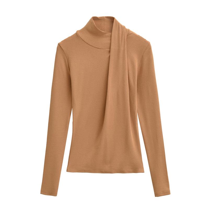 Women's Korean-Style Cashmere-Feel Slimming Long-Sleeve T-Shirt for Autumn/Winter.