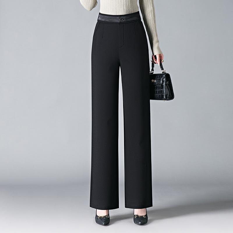 

Женские весенние брюки широкого кроя: С высокой талией, Свободный крой, Универсальный, Повседневный приталенный дизайн. XL (waist 29, suggested weight 116-125 jin) чёрный