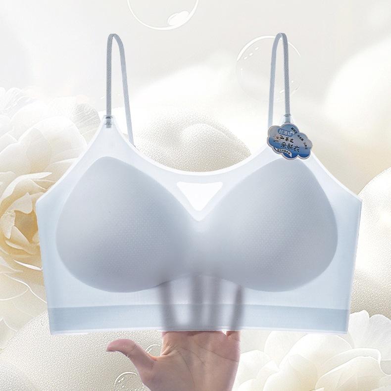 Cross beautiful back adjustable camellia fragrance seamless fixed cup gathering and lifting invisible bra