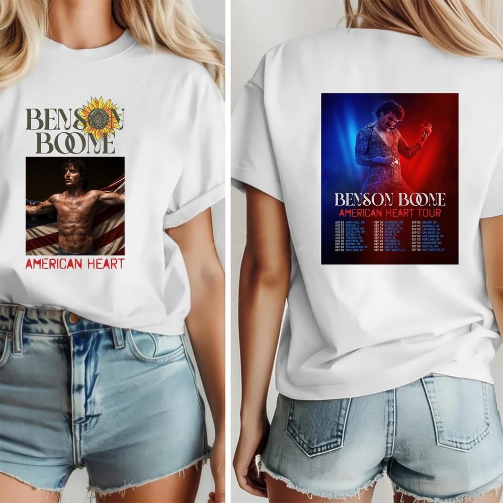 

Benson Boone American Heart Tour 2025 Double Sided T-shirt, Gift For Lovers 3XL