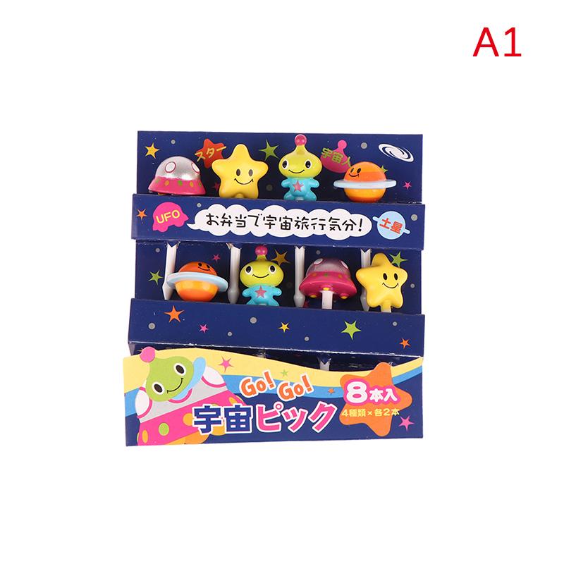 6/8Pcs Kids Fruit Picks Needle Stick Toothpicks Mini Creative Fruit Cake Dessert Food Forks Lunch Box Decor Bento Accessories