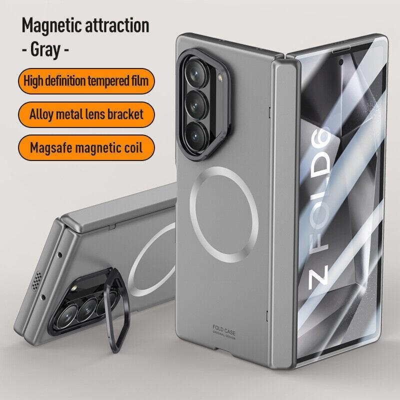 For Samsung Galaxy Z Fold6 Hinge Protection Lens Stand Screen Film Magnetic Case