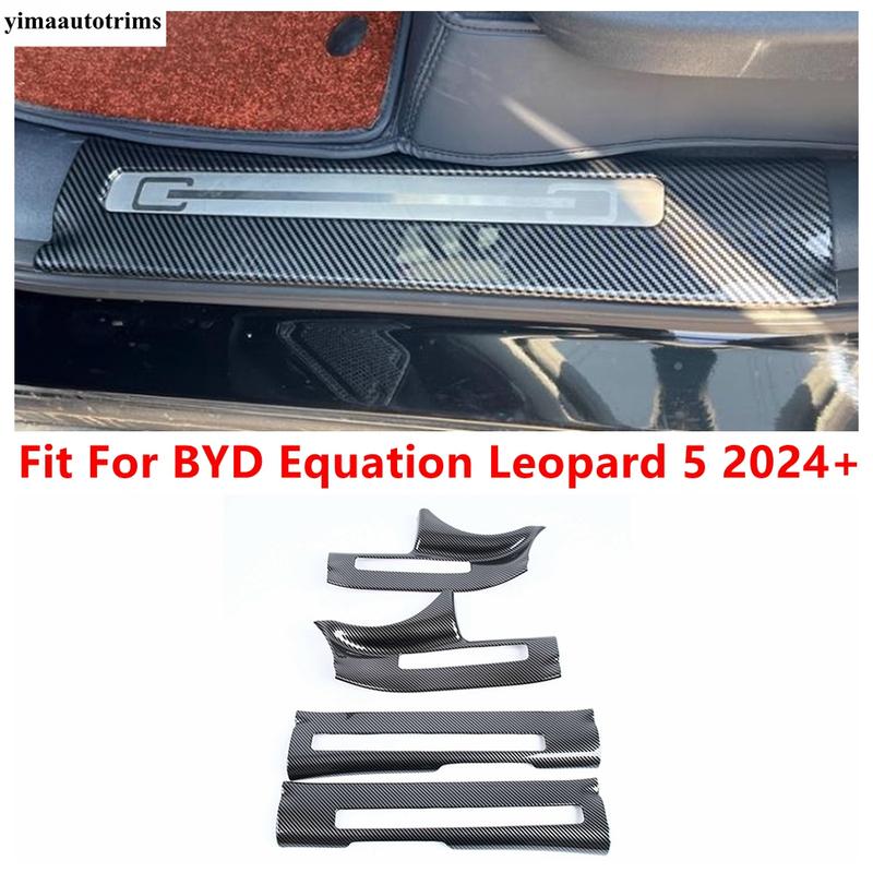 

Car Inner Door Sill Pedal Frame Panel Protector Cover Trim Carbon Fiber Style Accessories For BYD Equation Leopard 5 2024 2025