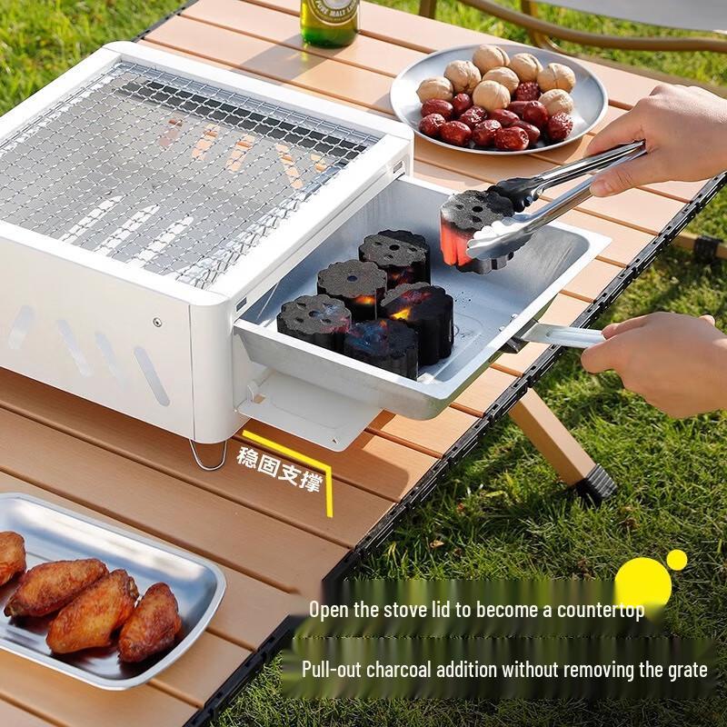 JNL Portable Square BBQ Grill and Tea Set