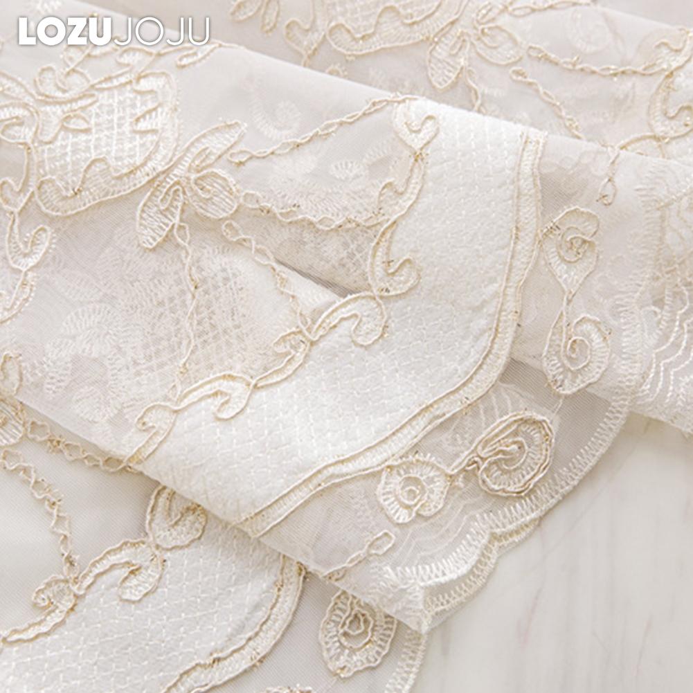 1PC LOZUJOJU French Luxury Lace Relief Embroidered Translucent Sheer Curtain 260cm Height Tulle for Living Room Bedroom Window Decoration Home Decor