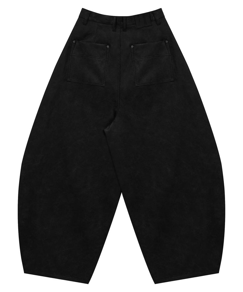 Teulimingbeodeu Front Yoke Leather Pants [ Black ]