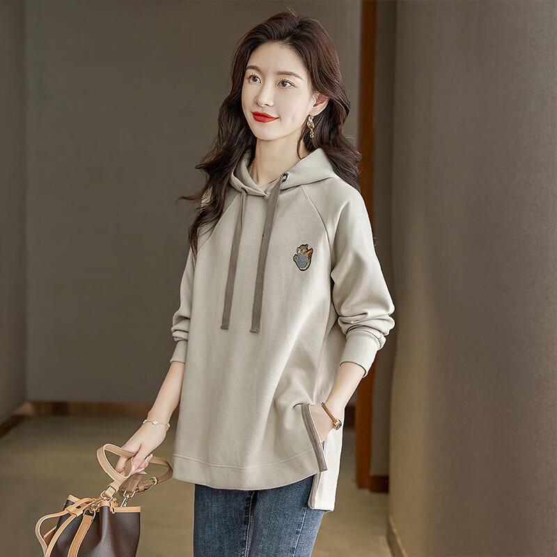 Sibaizhe Damen Kapuzen-Sweatshirt mit Schlitz