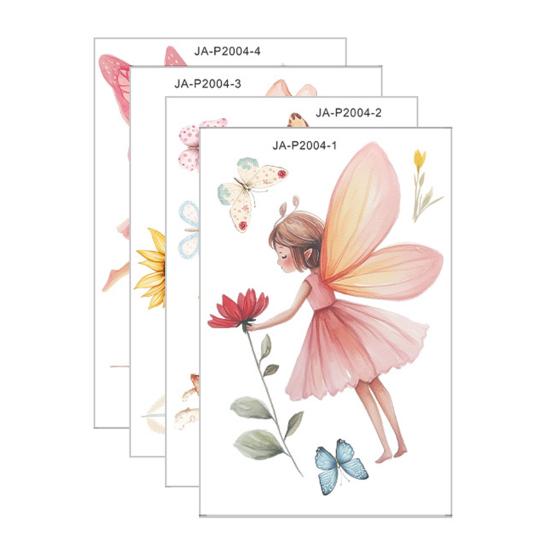 4Pcs Wall Decals Wall Stickers Waterproof Wall Flower Fairy Print Self-Adhesive Removable Decals