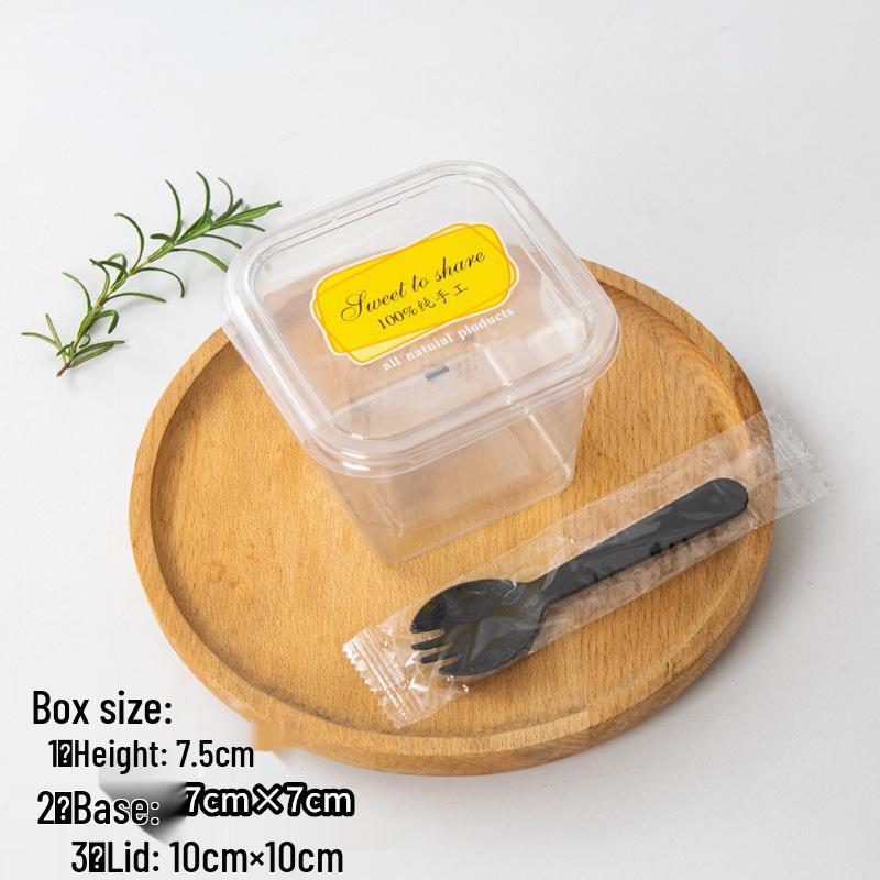 Square Mousse Soy Milk Cake Box: Wooden Cup Packaging for Tiramisu and Dessert Baking
