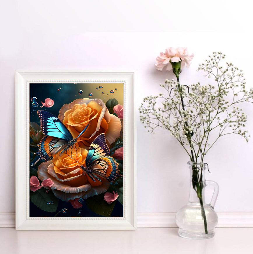 Diamond Embroidery Animal Art Cross Stitch Full Diamond Mosaic Roses and Butterflies DIY Diamond Painting