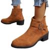 Large Size Thick Heel Martin Boots Women's Autumn and Winter New Decorative Buckle Strap Trendy Suede Thin Short Boots