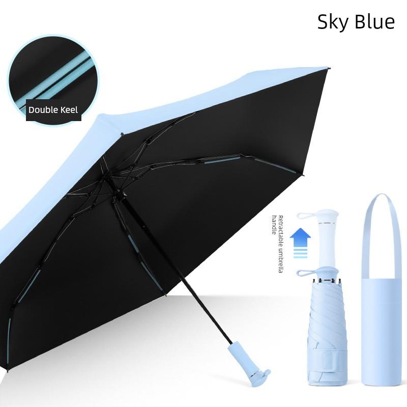 Double-Ribbed Telescopic Handle Umbrella 50% off with Colorful Coating, Sunshade Umbrella, Compact Sun and Rain Umbrella, Promotional Umbrella