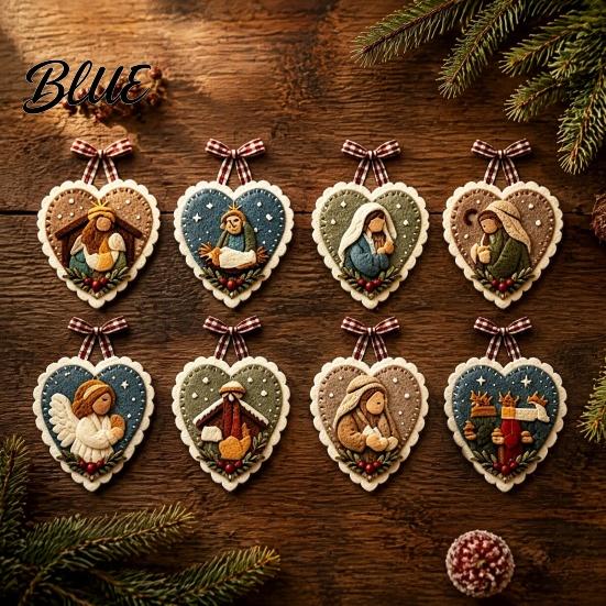 Creative Needlepoint Project Pendant Craft DIY Hand Sewing Kit Felt Heart Stitched Christmas Supplies Animal