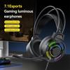 Led Illuminated Headset with 7.1Channel Surround Sound Adjustable Noise Reduction Mic for Gaming Enthusiasts Comfort Fit