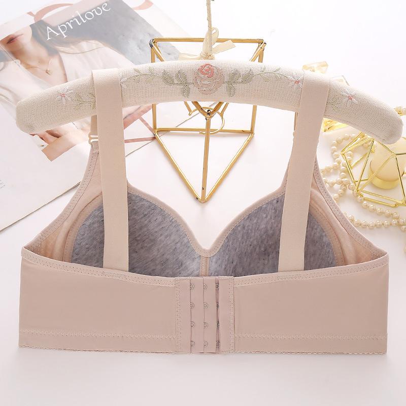 New Arrival Plus Size Wireless Bra Comfortable and Breathable Gathering and Reducing Side Breast Jacquard Pattern Middle-Aged Mother's Underwear