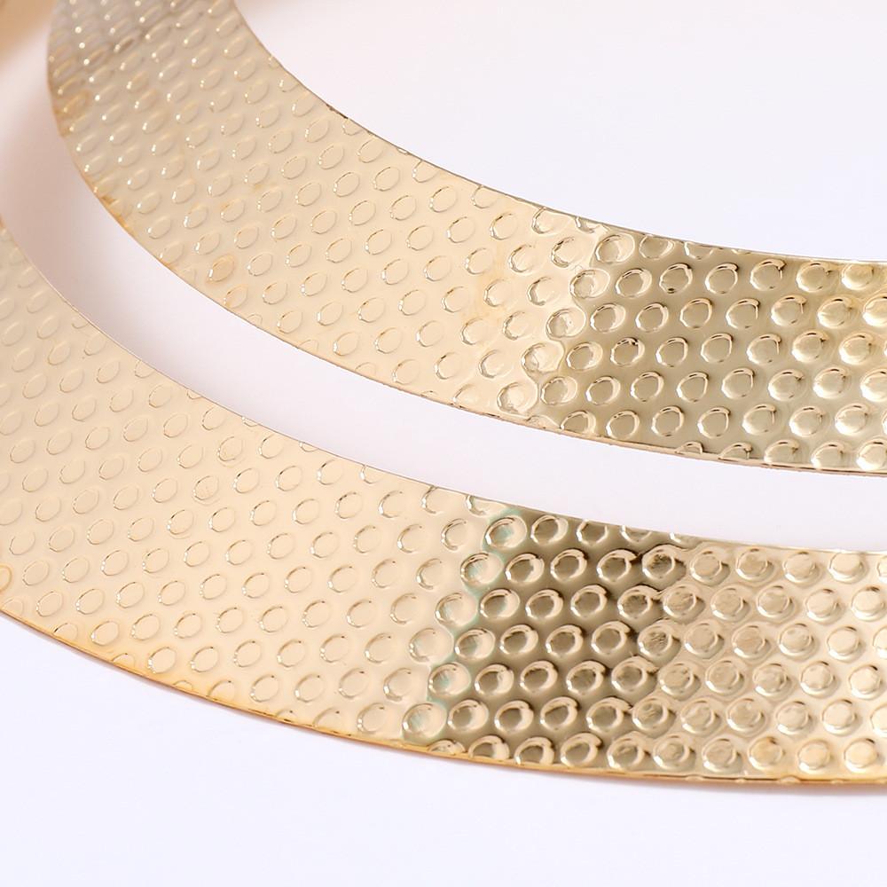 Metallic Geometric Necklace And Earring Set With Snake Chain For Boho Fashion Enthusiasts