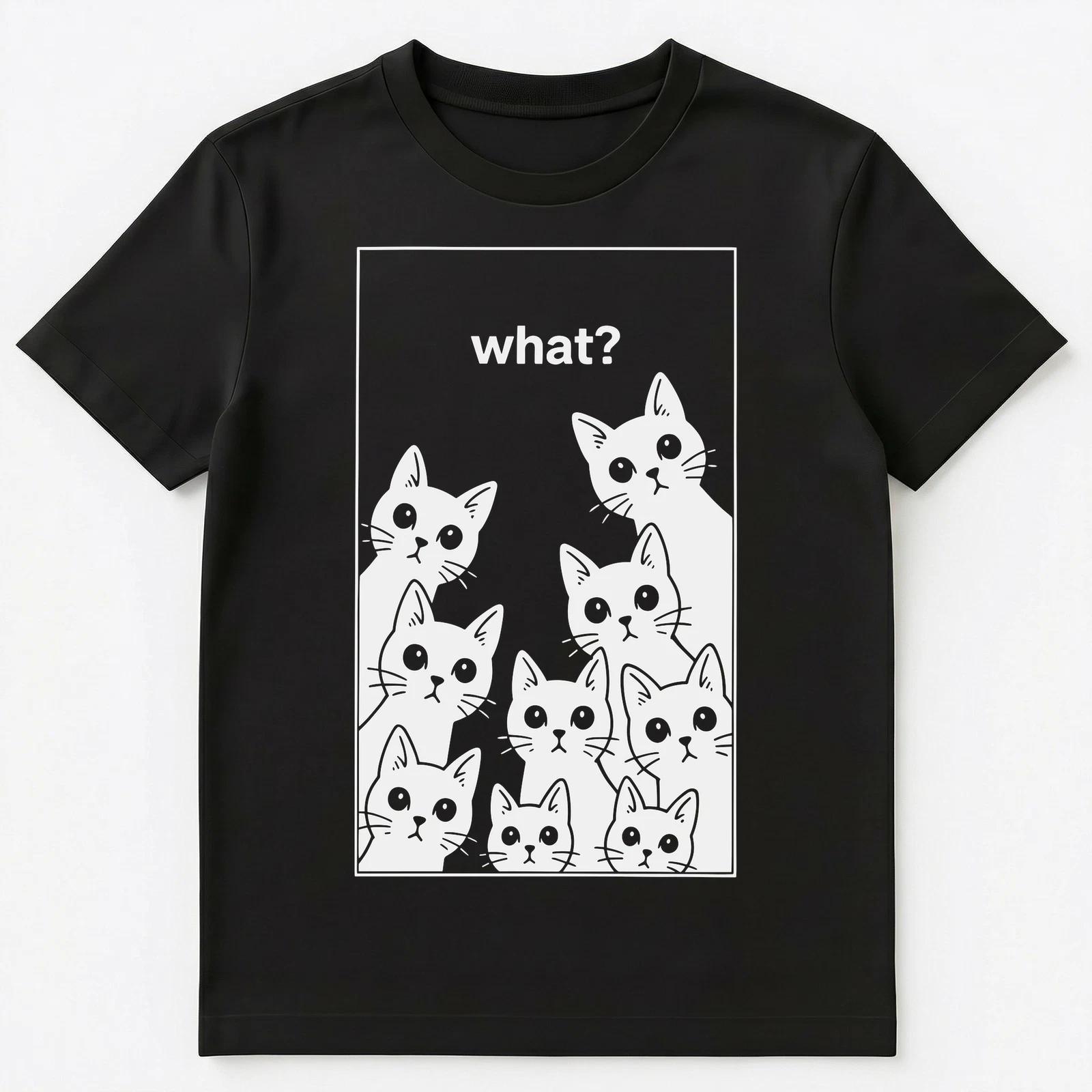 Cute Kittens Humor Design With Funny What Phrase Unisex T-Shirt S