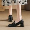 Autumn and Winter Retro College Style Square Head Pearl Buckle Thick Heel Mary Jane Single Shoes Professional Commuter Work Shoes