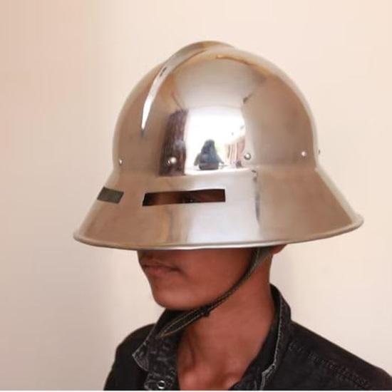Medieval Kettle Helmet Armor Knight Viking Steel Armor Helmet LARP SCA Helm Silver Finish Round Helmet