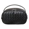 2025 Summer New Genuine Leather Handheld Small Square Bag Fashion Woven Double Zipper Single Shoulder Crossbody Small Bag Casual Women's Bag