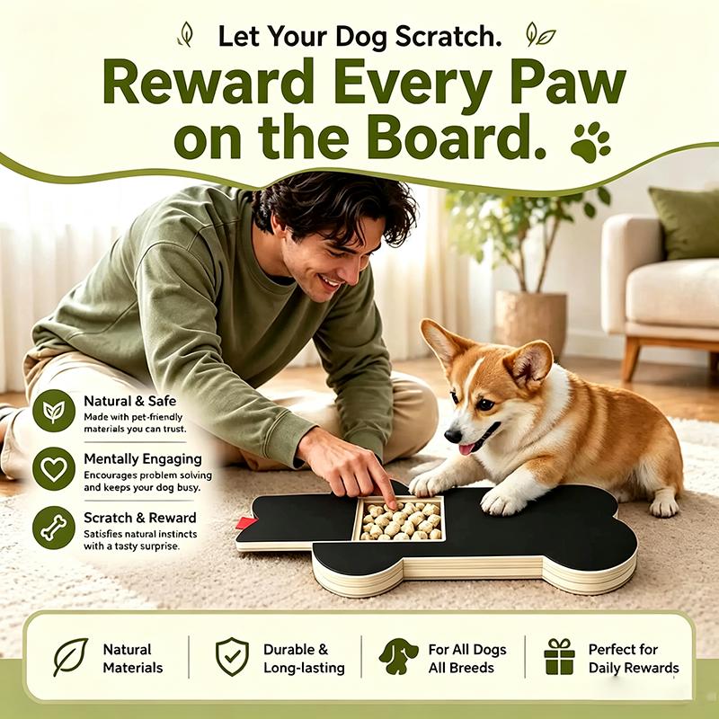Solid Wood Dog Scratch Board With Pull Out Treat Box Dog Nail Grinding Toy Interactive Paw File Pad For Dog Cat Pet Nail Trimmer