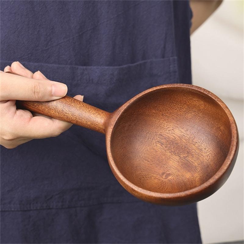 Long Handled Wooden Serving Soup Spoon Heat Resistant Water Ladle For Everyday Cooking And Modern Kitchens Ultensils