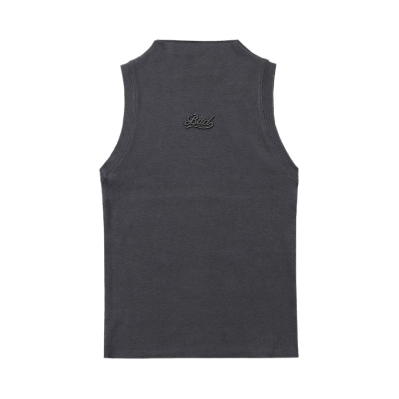 

2025 Sexy Half Turtleneck Stylish Vest Camisole Women s Sexy Niche Style Embroider off-Shoulder Sports Vest Tops Tide Charcoal Gray [with sleeve edge]] M