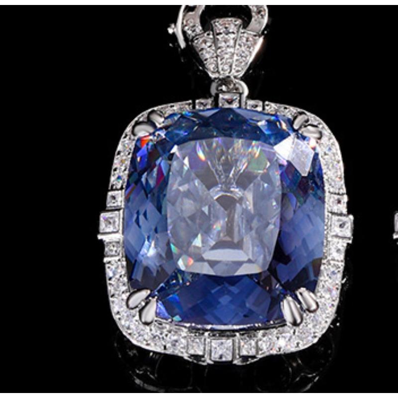 Jewelry Copper Bottom Gold-Plated Simulation White-Plated Blue Temperament Large Pendant Set 20 * 23